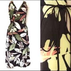 BCBGMAXAZRIA Midi V Neck Wrap Dress